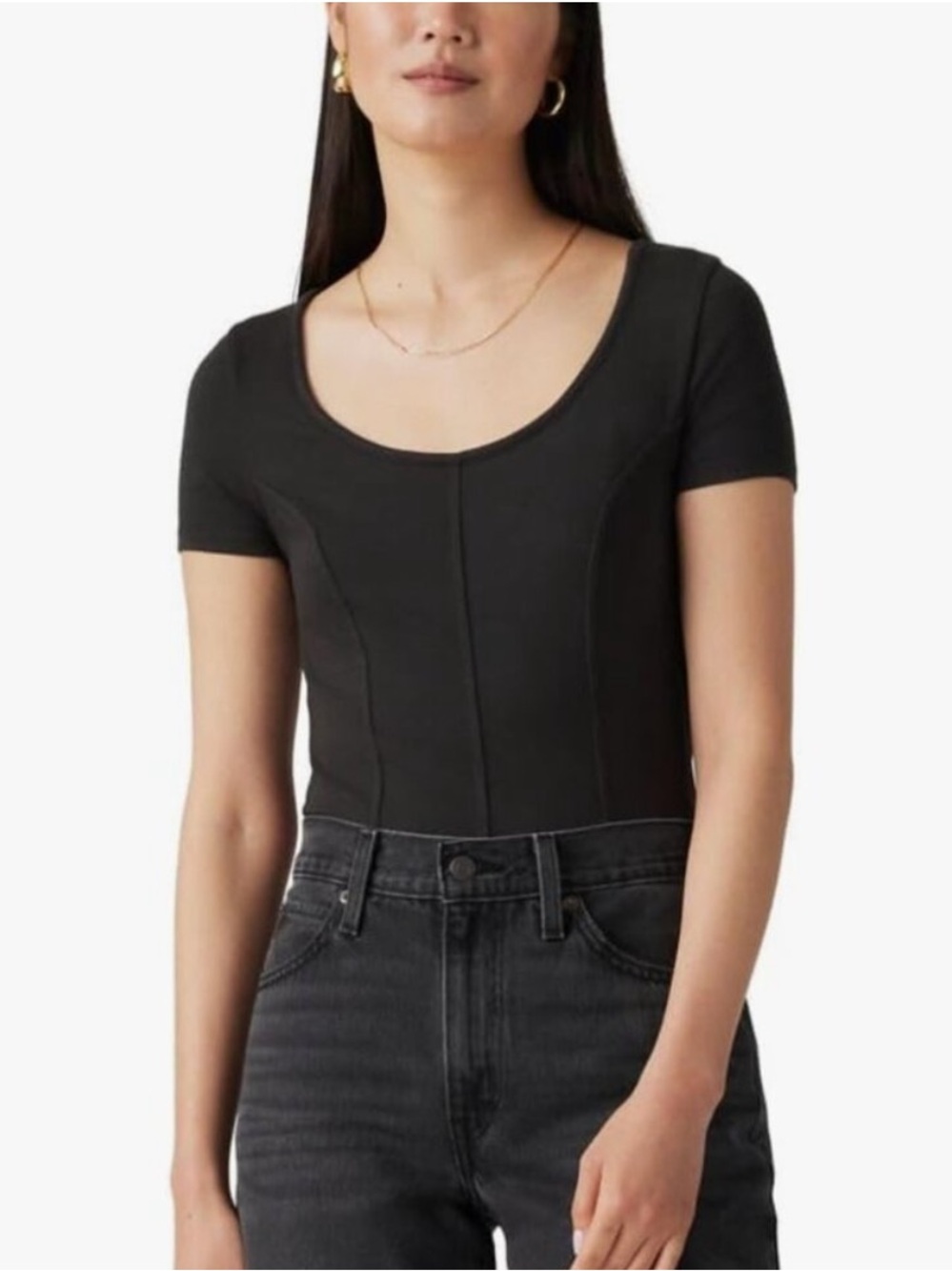 Levi’s Scoop Neck Short Sleeve Black Corset Tee